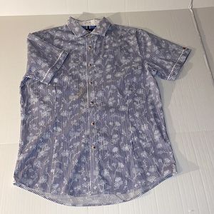 Billy London Men’s Short Sleeve Slim Fit Large Button Up Floral Print Shirt